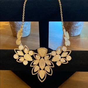 INC International Concepts Gold and Cream Floral Necklace